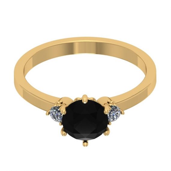 1 Carat - 3 Stone Black Diamond Ring