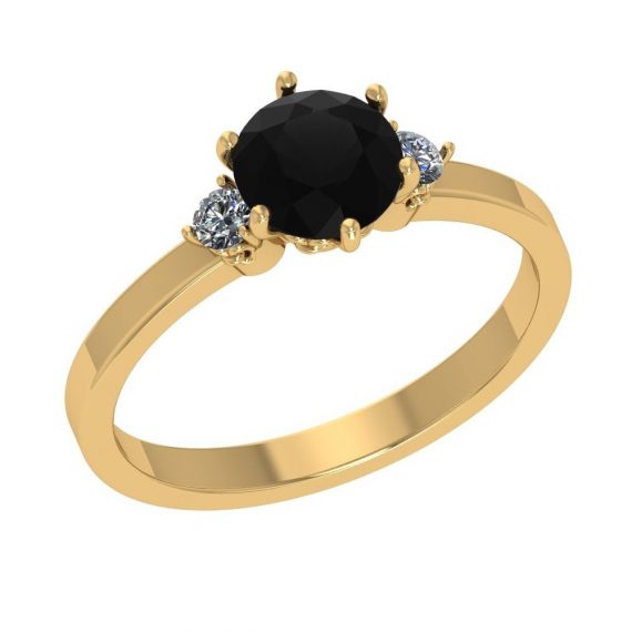 1 Carat - 3 Stone Black Diamond Ring