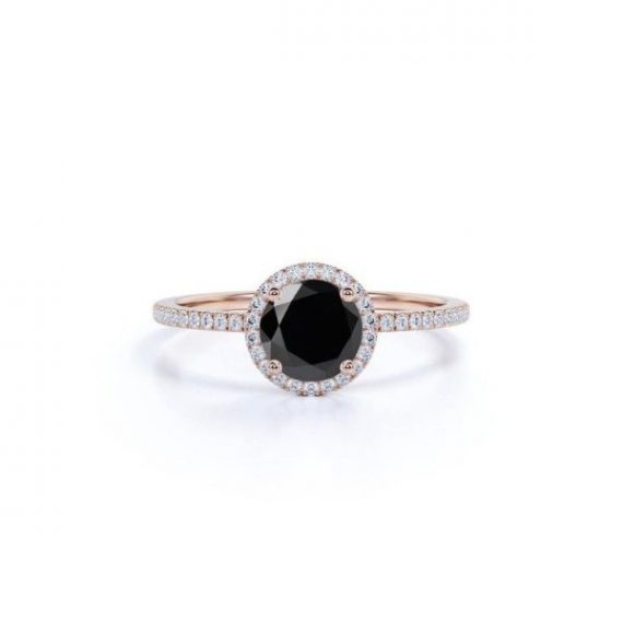 1.50 Carat Black Diamond Halo Ring