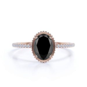 1.22 Carat Black Oval Antique Engagement Ring