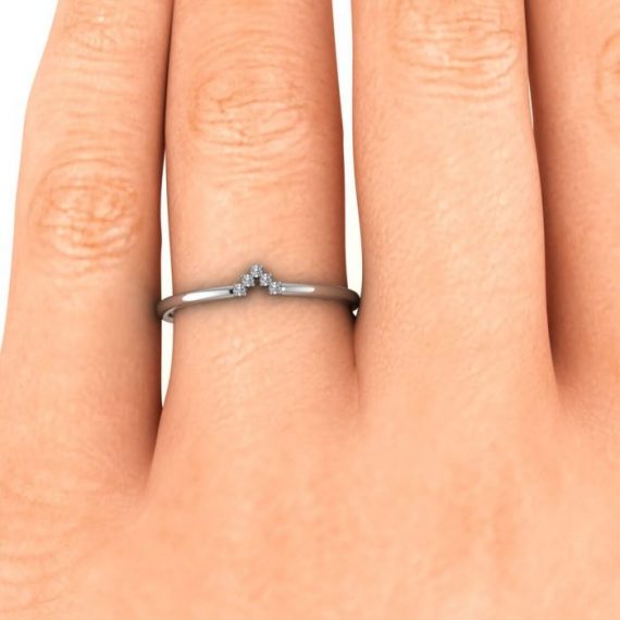 Aria Pointed Round Diamond Chevron Ring
