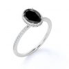 Black Oval Antique White Gold Engagement Ring
