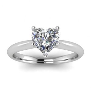 925 Sterling Silver Heart Shape Diamond Solitaire Ring