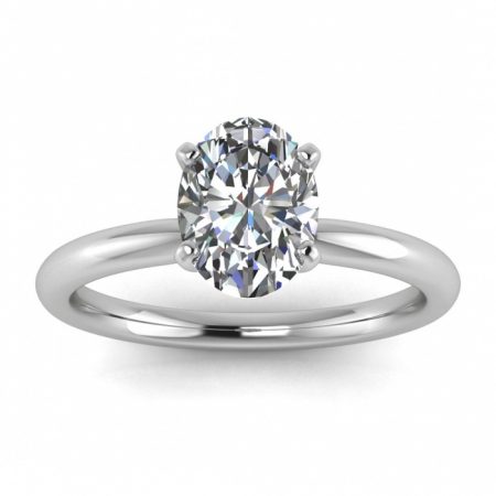 925 Sterling Silver Oval Shape Diamond Solitaire Ring