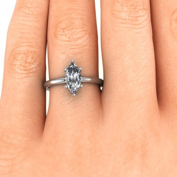 925 Sterling Silver Marquise Moissanite Solitaire Ring