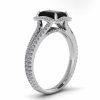 925 Sterling Silver Emerald Cut Black Diamond Halo Ring