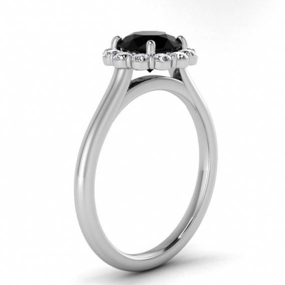 925 Sterling Silver Round Open Diamond Halo Ring