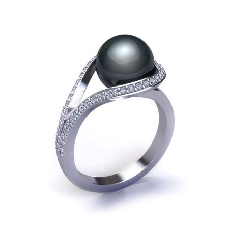 10.25 Carat Natural Black Pearl Ring