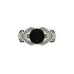 3 Carat Black Diamond With White Halo White Gold Ring