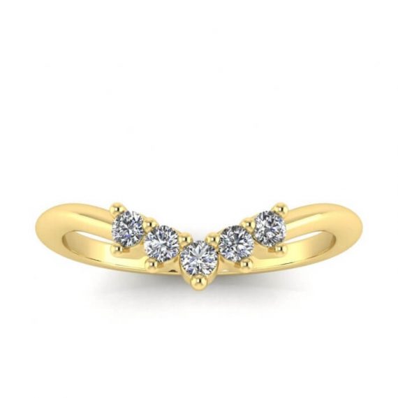 Curved Moissanite Diamond Wedding Band in Yellow Gold