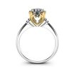 Two Tone Solitaire Diamond Engagement Ring (Yellow and White Gold)