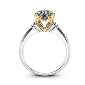 Two Tone Solitaire Diamond Engagement Ring - UP View