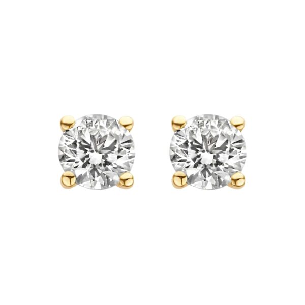1 Carat Diamond Solitaire Stud Earrings in Yellow Gold