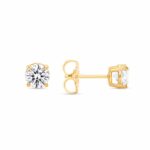 1 Carat Diamond Solitaire Studs in Yellow Gold