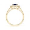 18k Yellow Gold Oval Cut Blue Sapphire Flower Diamond Halo Ring - Straight View
