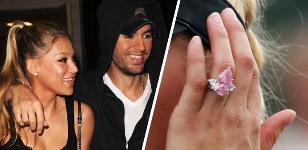 Anna Kournikova and Enrique Iglesias - Pear Cut Pink Diamond Engagement Ring