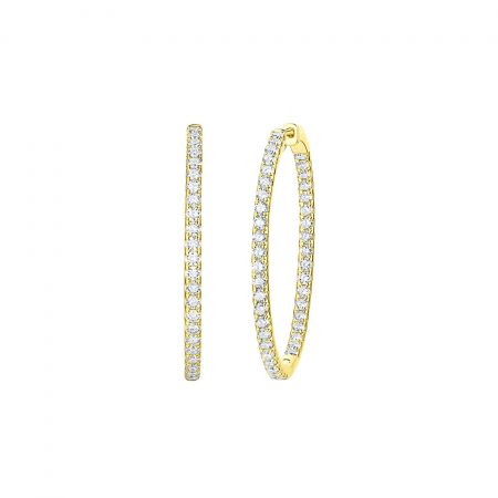 Classic Inside-Out Round Diamond Hoops in Yellow Gold