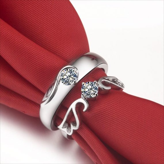 Angle Wings Couple Crown Promise Rings