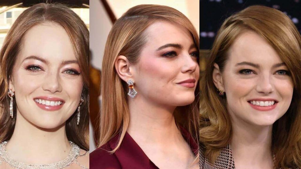 Emma Stone in Garnet Gemstone Earrings