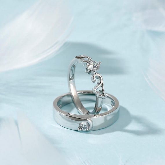 Angle Wings Couple Crown Promise Rings