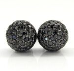 White Gold Black Diamond Stud Earring in Cluster Feature