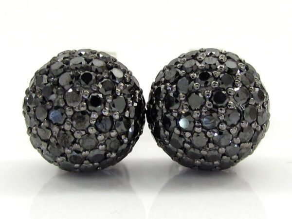 White Gold Black Diamond Stud Earring in Cluster Feature