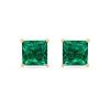 1 Carat Princess Cut Green Emerald Stud Earrings