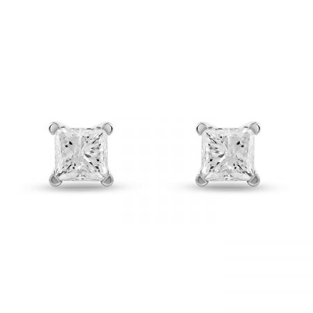 1 Carat Diamond Princess Cut Stud Earrings