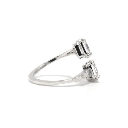 Asscher Cut Toi et Moi style open wrap design engagement ring