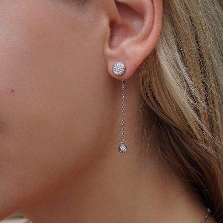 Bezel Diamond Pendant Drop Earrings