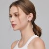 Black Diamond Stud Earrings For Women - Left Side view