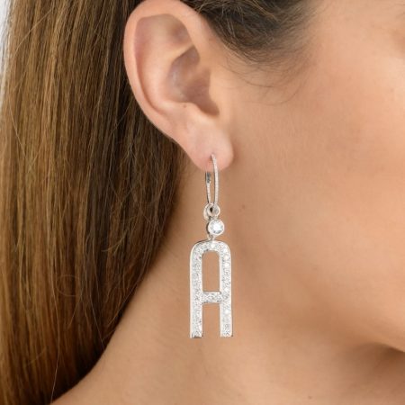 Custom Big Letter Diamond Drop Earrings-min