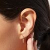 Bezel Diamond Chain Stud Earrings