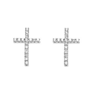Diamond Cross Stud Earrings