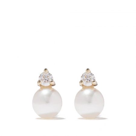 1 Carat Diamond Pearl Stud Earrings