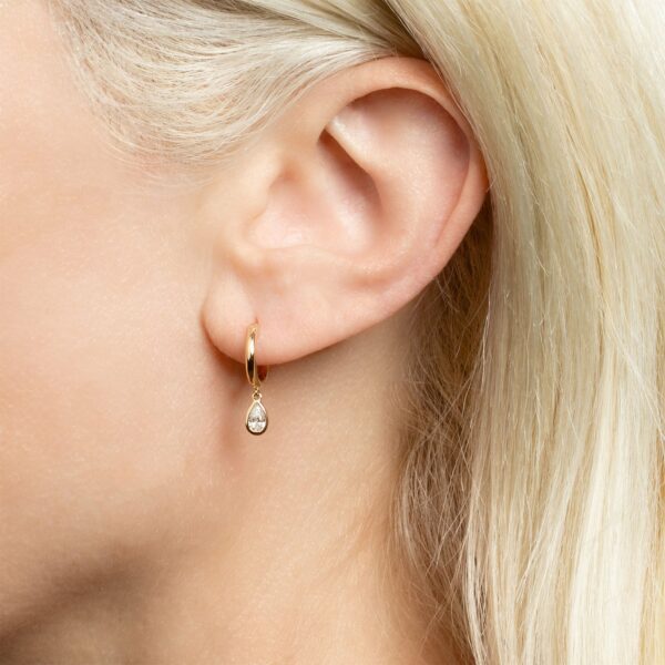 Diamond Solitaire Teardrop Huggie Earrings for Women