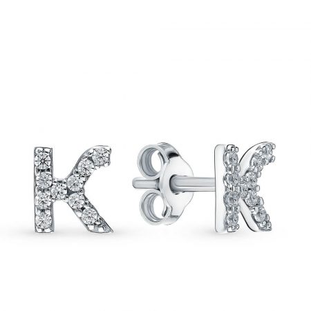 K letter Stud Earrings in Sterling Silver
