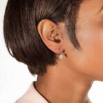 Lever Back Round Moissanite Diamond Dangle Earrings