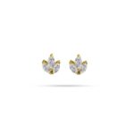 Marquise Lotus Stud Earrings in Yellow Gold