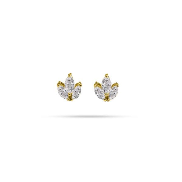 Marquise Lotus Stud Earrings in Yellow Gold
