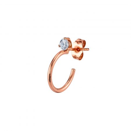 Rose Gold Moissanite Solitaire Hoops