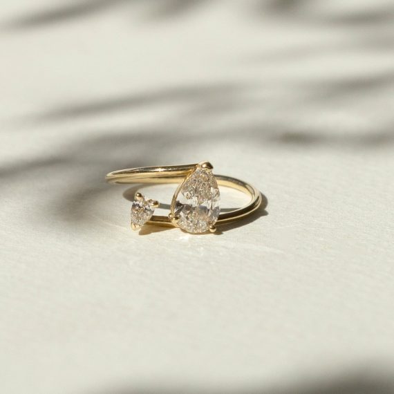 Toi et Moi Pear Moissanite Diamond Engagement Ring