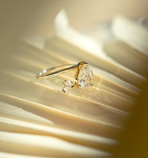 Toi et Moi Pear Moissanite Diamond Engagement Ring