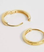 Yellow Gold Chunky Small Hoop Earrings for Men