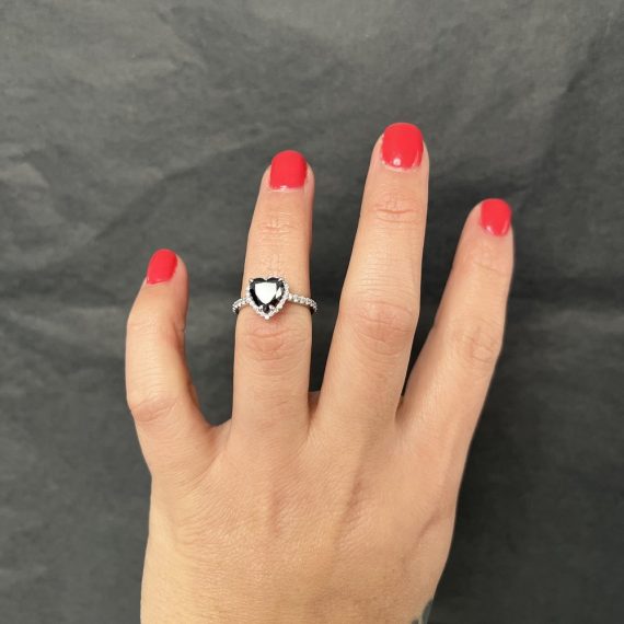 Heart Shape Black Diamond Engagement Ring