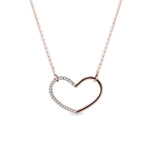 Heart Shape Round Diamond Link Chain Pendant
