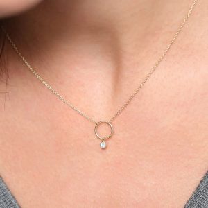 Minimalist-Enternity-Diamond-Necklace-on-neck
