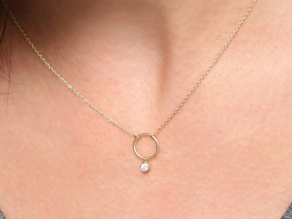 Minimalist-Enternity-Diamond-Necklace-on-neck