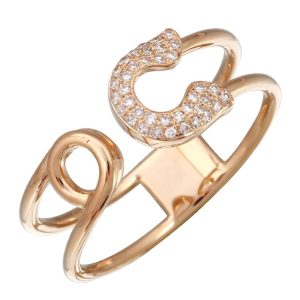 Modern Safety Pin Design Diamond Ring For Women