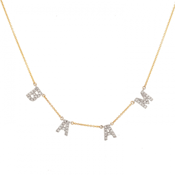 Custom Diamond Block Name Necklace